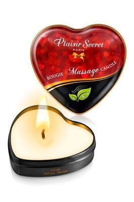 Массажная свеча сердечко Plaisirs Secrets Natural 35 мл (SO1863)
