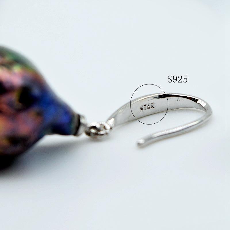 Модные женские серьги, черные большие серьги с жемчугом в стиле барокко, серебряные серьги диаметром 12-13 мм, серьги с жемчугом и каплей воды, подарок матери