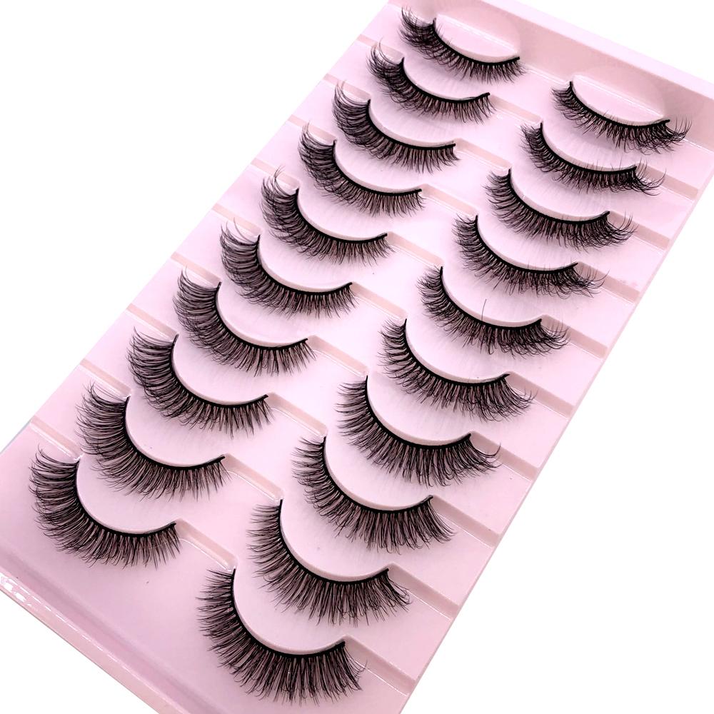 AMSDCN Artificial Mink Short Natural Dramatic False Eyelashes Short Eyelashes 10 Pairs of 3D Eyelash Makeup False Eyelashes