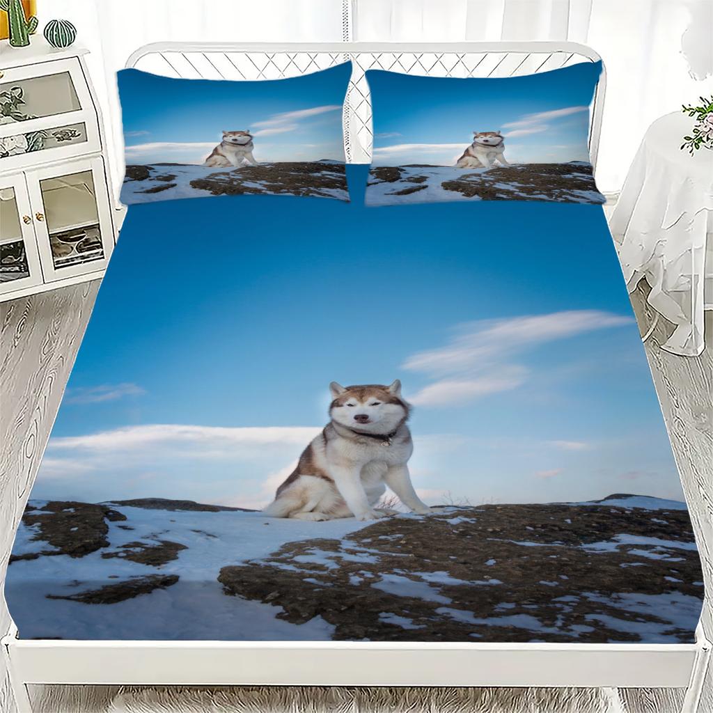 Wolf Theme Personalized Fitted Sheet Set with at Least 1 Pillowcase Available In Various Sizes For Boys And Men