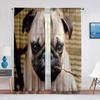 Cute Puppy Pug Dog Twins Tulle Curtains for Living Room Bedroom Home Kitchen Animals Window Sheer Voile Curtains Chiffon Drapes