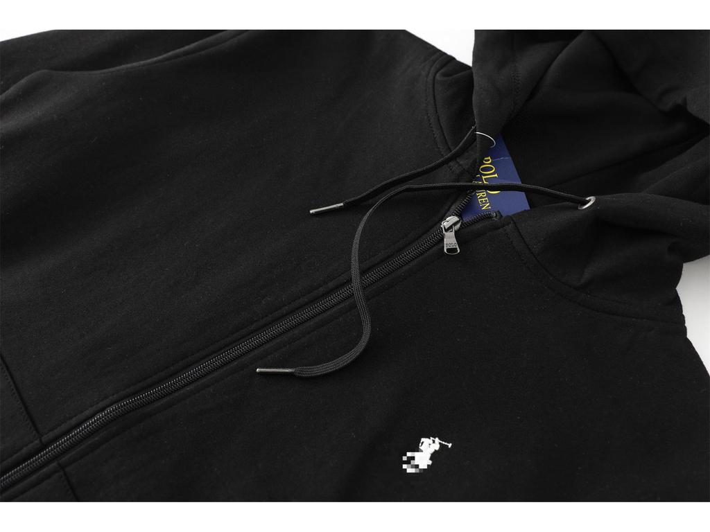 Men's Business RL Ralph LF Embroidered Pony Logo Zip-Up Hoodie Sweatshirt Versatile Outerwear