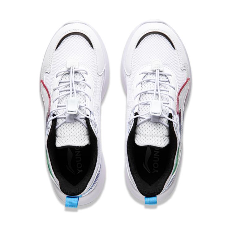 Li Ning Kids Mesh Удобные универсальные нескользящие износостойкие повседневные туфли с низким верхом Детские повседневные туфли белого, синего и черного цветов YKCU116-3