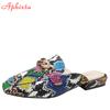 Fashion Aphixta New Snake Prints Chain Mules Women Slides Square Toe Shoes Classic Fashion Footwear Plus Large Size 42 43 Slippers