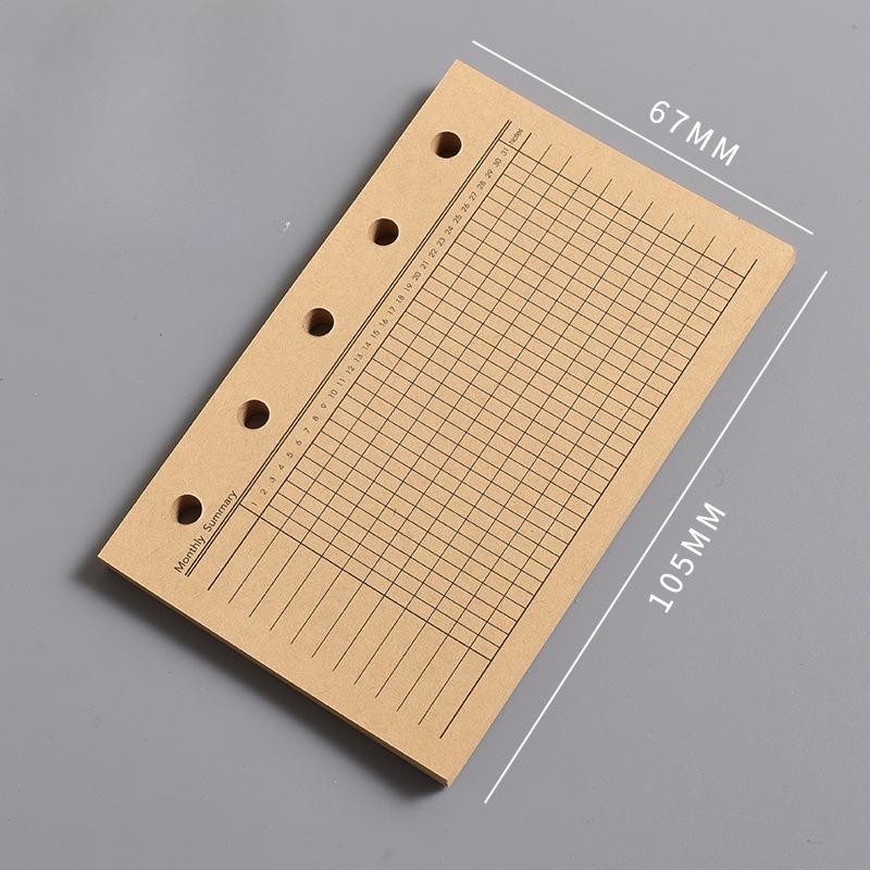 Внутренний лист блокнота M5 Пустая вертикальная линия квадратного блока A8 и Недельный план Одна страница в день для отметок