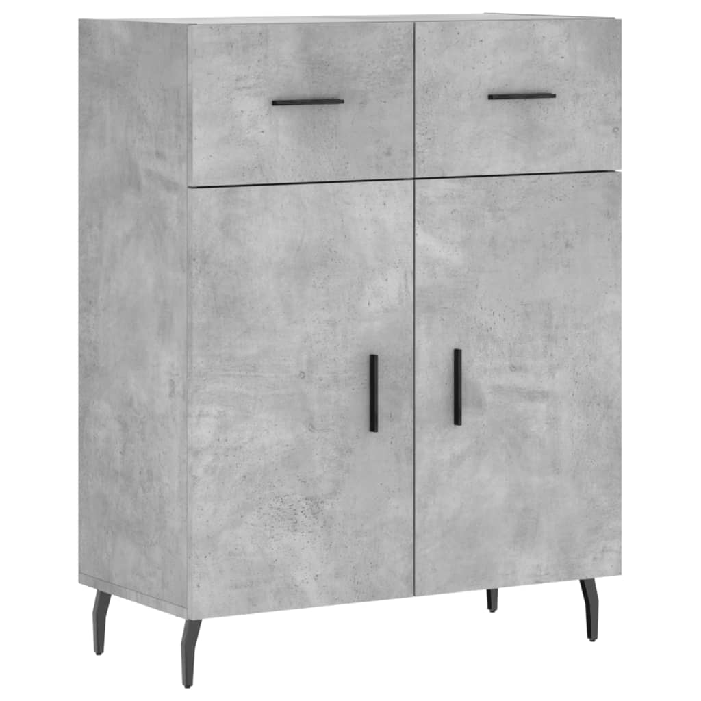 Vidaxl Witrynka, Szarość Betonu 69,5X34X180 Cm Materiał Drewnopochodny