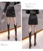 Женская короткая юбка А-силуэта из ПУ кожи с высокой талией 2023 - Мода осень/зима