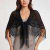 Cloak Knitted Triangle Scarf Cape Fart Curtain Simple Hollow Out Scarves  Female