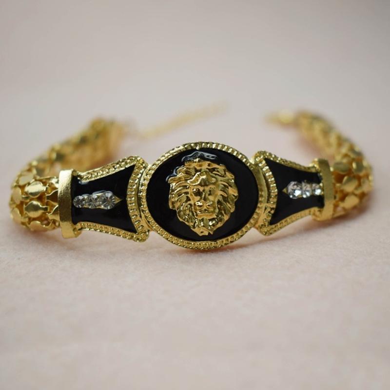 Женская мода ювелирные изделия картина маслом голова льва браслет из сплава бриллиантовый браслет