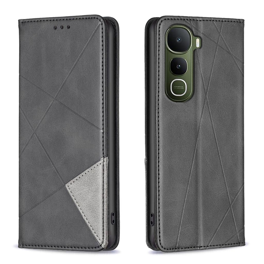 For vivo Y400 5G Case Card Slots Geometry Imprint Leather Phone Cover