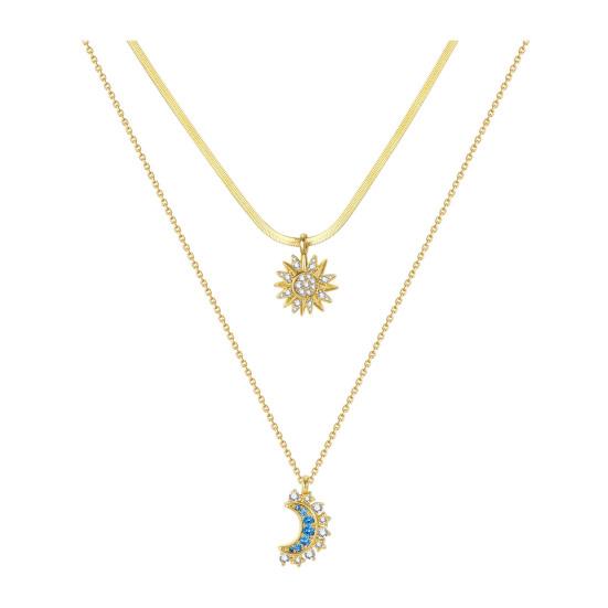 1 комплект ожерелий «Солнце и Луна», парные ожерелья, ожерелья с подвесками «Солнце и Луна» со стразами, подарок на День святого Валентина, годовщину