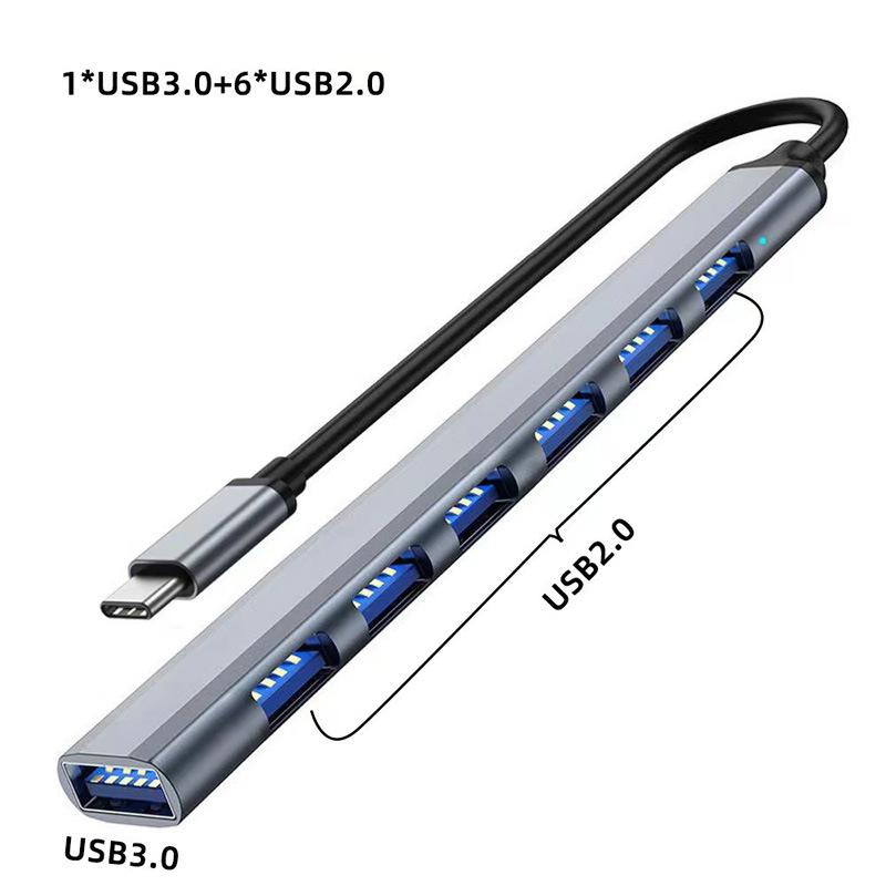 Док-станция расширения USB 3.0 с 7 портами из алюминиевого сплава и двумя портами USB/Type-C