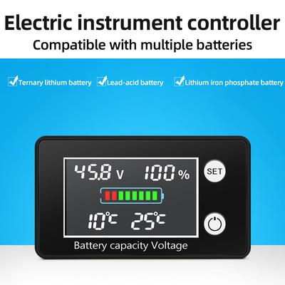 DC10-100V Индикатор емкости аккумулятора Свинцово-кислотный Литиевый LiFe PO4 Тестер напряжения Измеритель батареи с датчиком контроля температуры