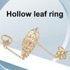 Открывающееся кольцо, горный хрусталь, встроенный золотой цвет, полый лист, цепочка на два пальца