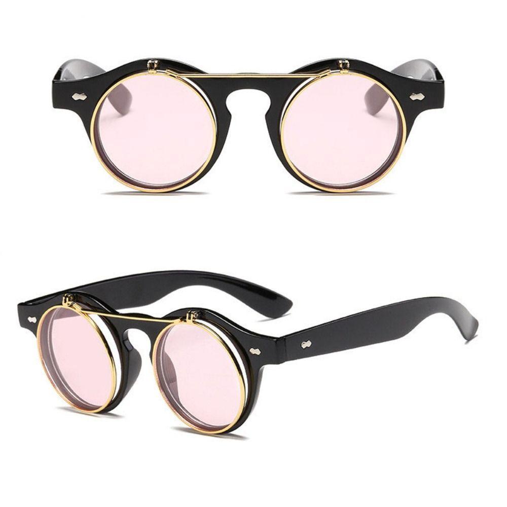 Double Layer Flip Cover Sunglasses Sun-Protective Black Shades Glasses Retro Outdoor Sunglasses