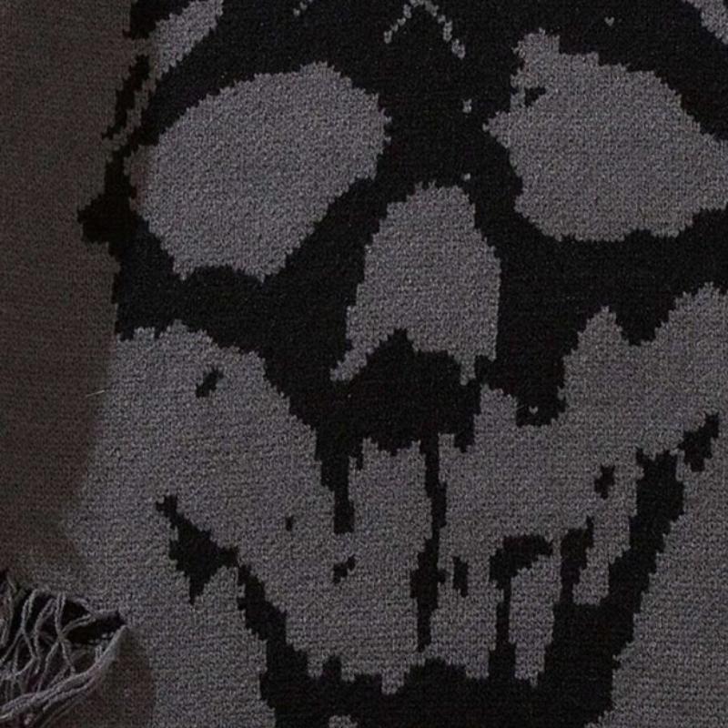 Хип-хоп темный уличный европейский и американский скелетный жаккардовый рваный свитер осень и зима мужской и женский свободный свитер вязаный свитер