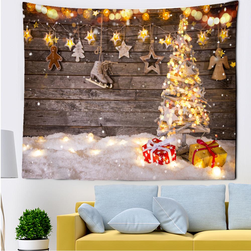 Домашний декор гобелен Рождественский снег Рождественская елка с принтом полиэстер настенный декор для комнаты фон ткань Tapiz navideño