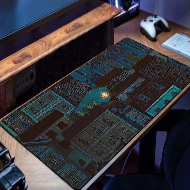 Mouse Pad Gaming Accessories Keyboard Pad Laptop Cartoon City Gamer Desk Mat Office Pc Anime Scenery Mousepad Kawaii Rug Carpet