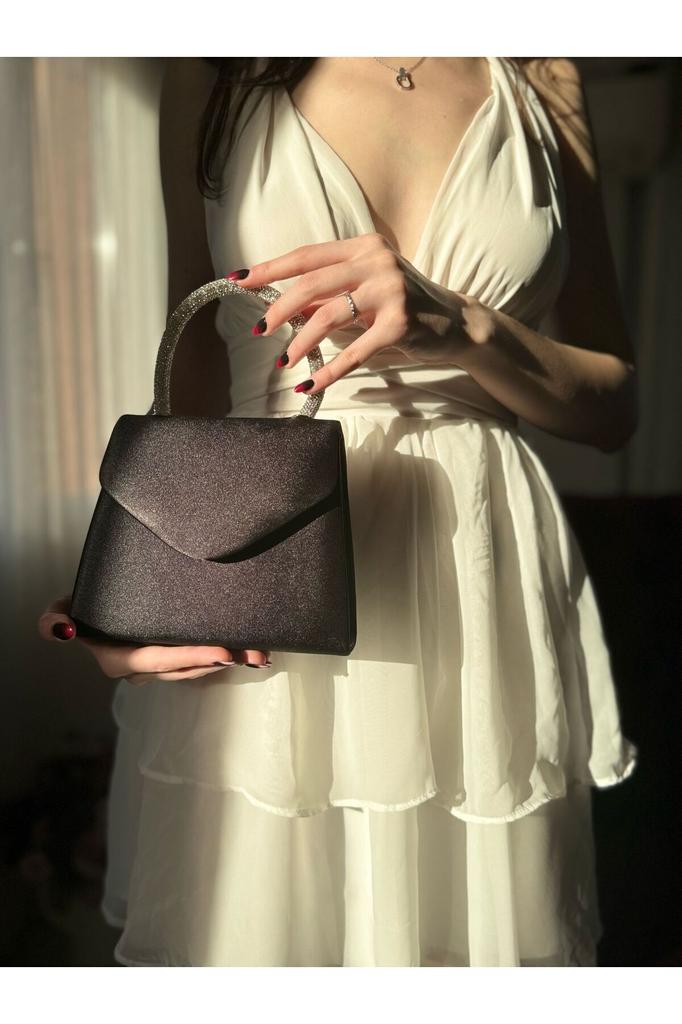 Women's Stylish and Useful Evening Dress Bag Evening Dress Bag with Satin Stone Handle for Weddings, Graduations, Elegant Events...