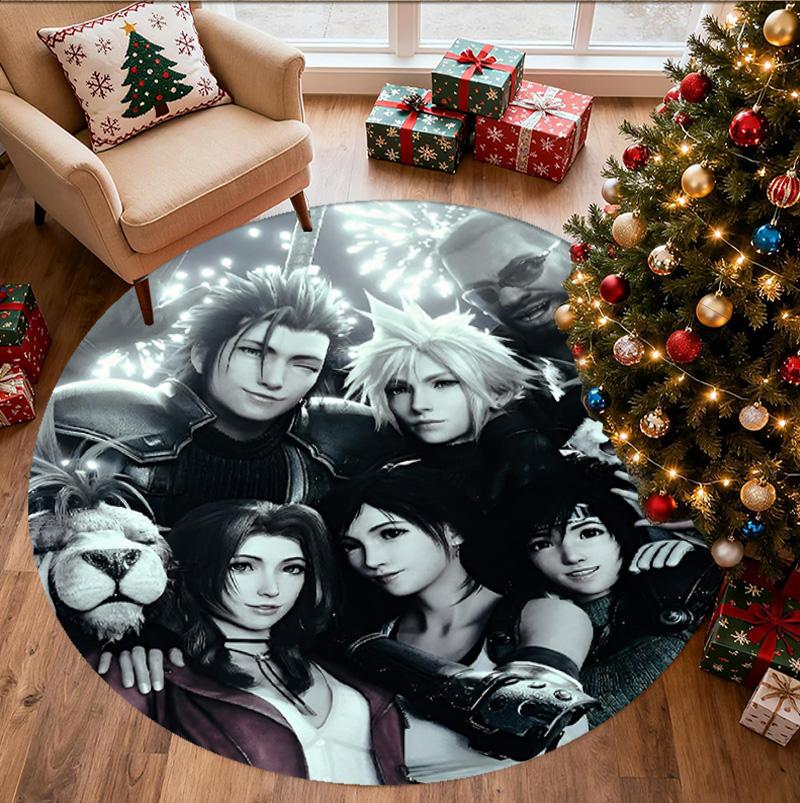 Final Fantasy Pattern Round Rug, Indoor/Outdoor Mat, for Picnic, Gameroom, Bedroom, Office, Living Room, Home Decor Carpet, Birthday Gift