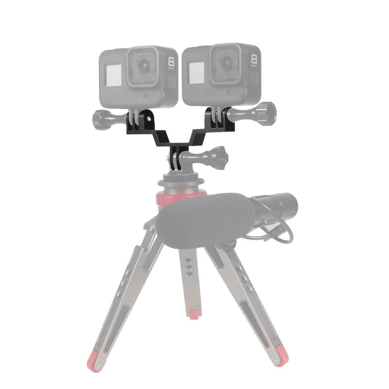 Dual Light Bracket Bridge Aluminum Connector Selfie Holder Tripod Adapter Flash Mount for Gopro 13 12 Insta360 X4 Action Camera