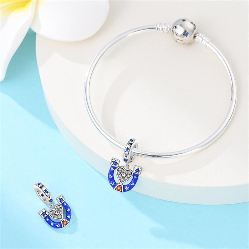 Оригинальные крутые шармы-бусины Медь Американский стиль Подвеска "Счастливая подкова" Для женщины Мужчины Ювелирные изделия Для браслета Аксессуары