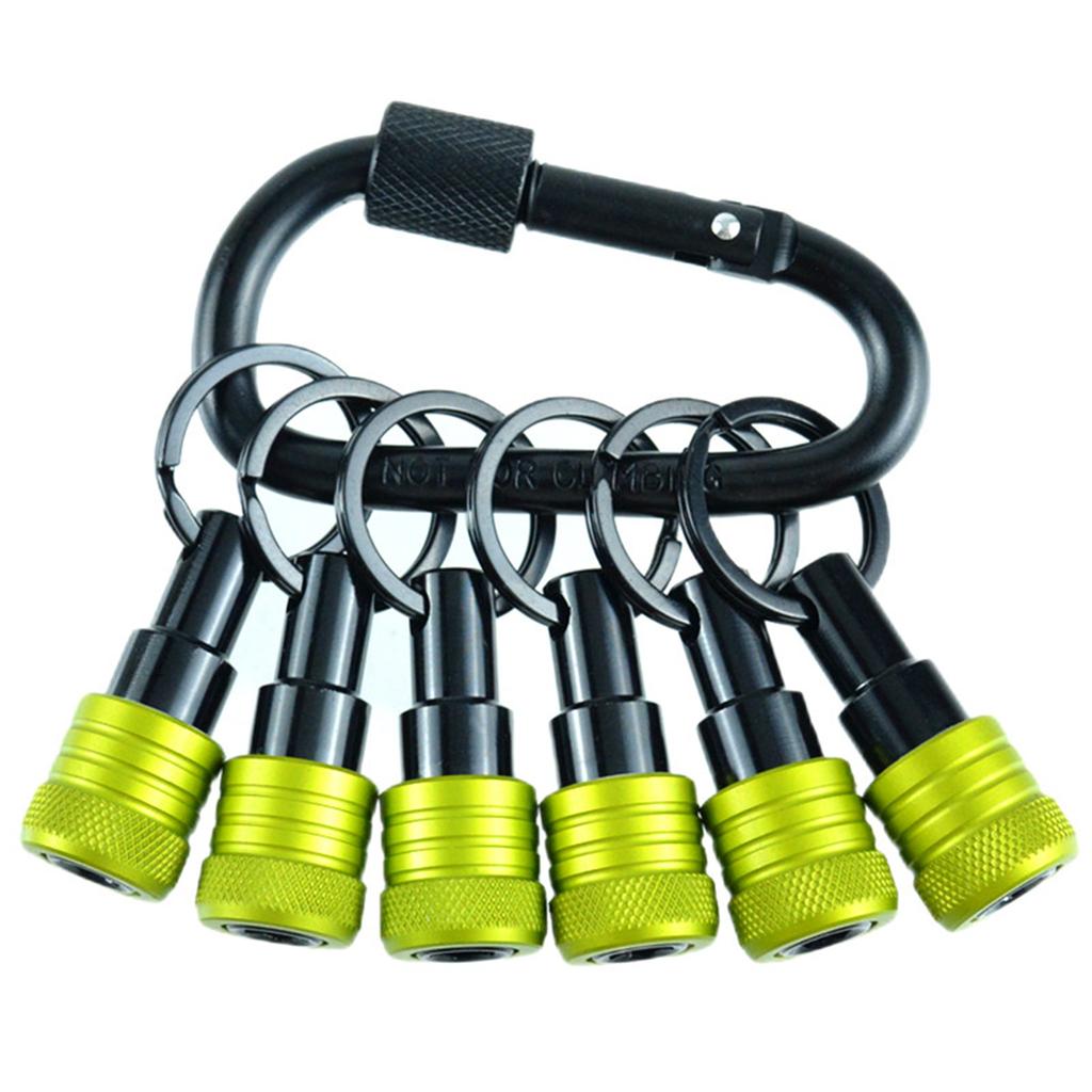 6Pcs Bit Holder Key Chain 1/4inch Portable Drill Holder Carabiner Hook Hex Shank Bit Holsters Quick Changing Bit Holder