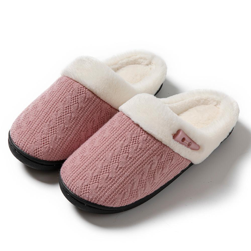 Fashion New Fashion Knnited Plush Slippers for Women Men Fluffy Winter Warm Slippers Lovers Non-slip House Cotton Shoes Couple Slippers