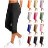 Women's Summer Drawstring Elastic High Waisted Capris Casual Slim Fit Wide Leg Pants Capris