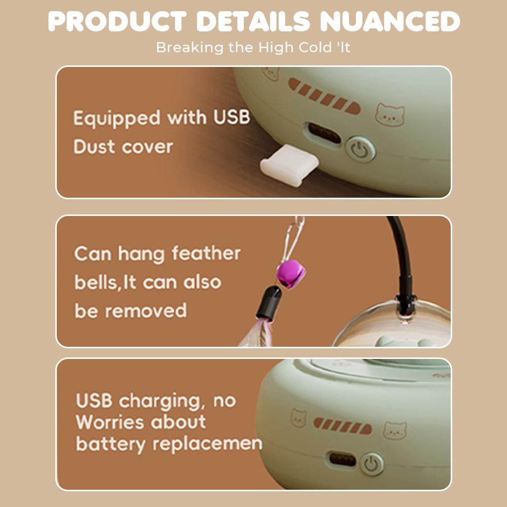 Умная игрушка-дразнилка для кошек, электрическая палка-дразнилка для кошек с колокольчиком, обучающие игрушки для домашних животных, сменные перья, интерактивные принадлежности для кошек