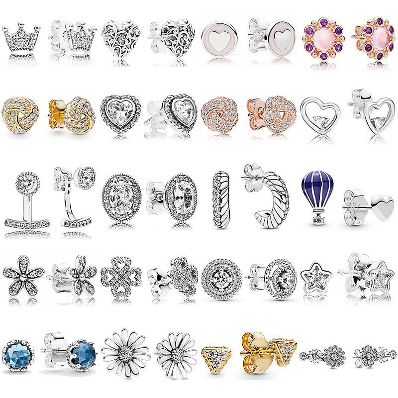 Новые модные серьги из стерлингового серебра 925 пробы с двойным ореолом клевера, лепестками любви, сердцем, цветком ромашки, трио, серьги для женщин, ювелирные изделия, подарок