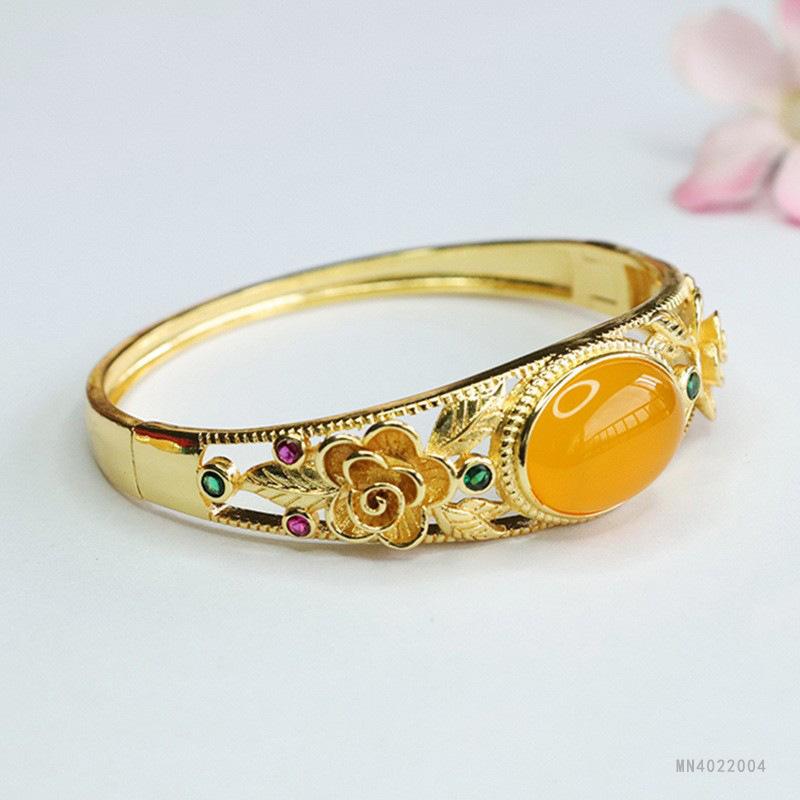 Green Agate Bracelet Canary Stone Flower Ethnic Style Factory Generation S4022004