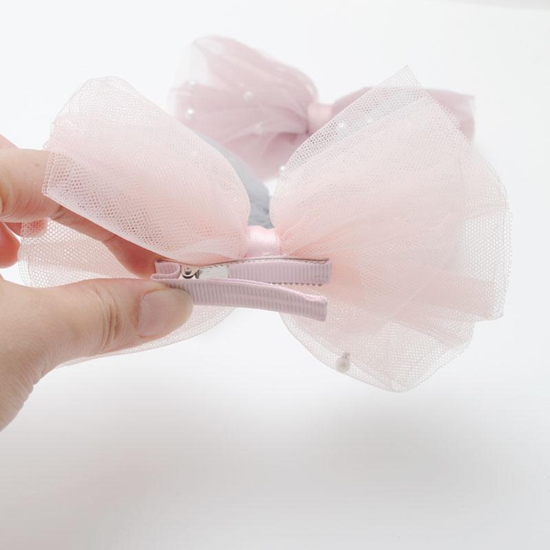 2 Piece 5CM Gauze Hair Clips Imitation Pearl Hair Bows Hairpins Lace Bowknot Hairgrips Princess Headwear Hair Accessories