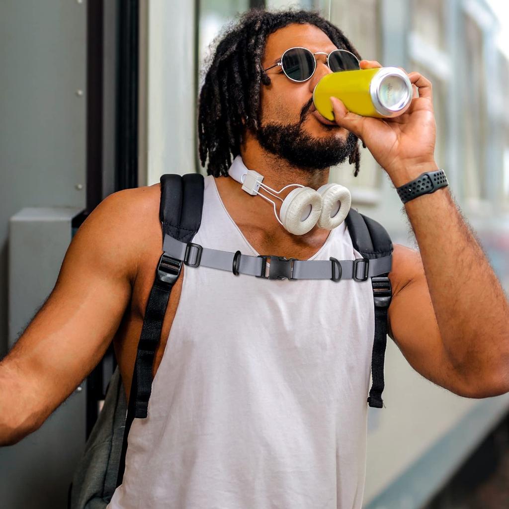 Wisdompro Chest Strap, Backpack Anti-Slip Belt, Пряжка, Регулируемый, BackpackRucksack Band, Фиксация плечевого ремня, Серый, Набор из 1 шт.