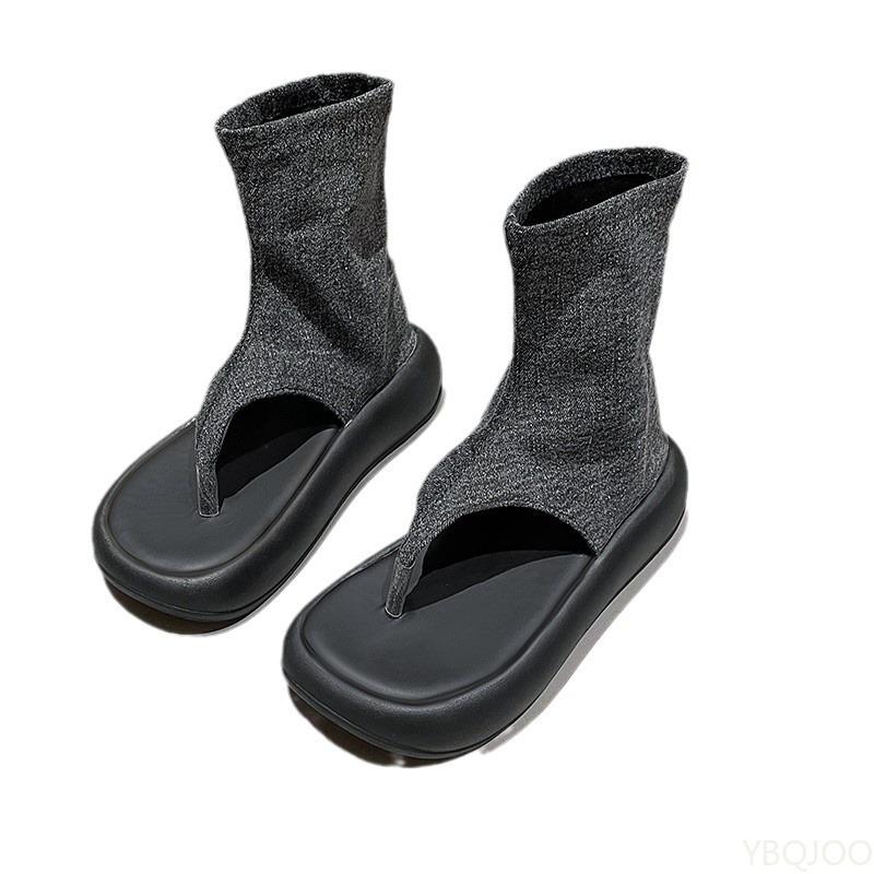 Fashion Summer Mid Heel Solid Color Novel High-quality Women's Sandals New Fashionable Versatile Flat Bottomed Clip On Flat Shoes