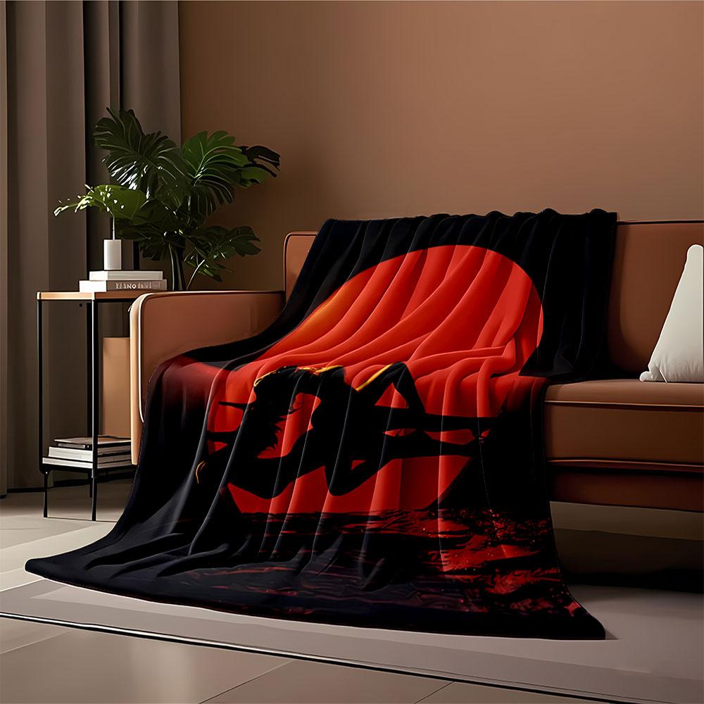 Silhouette against Red Light for all seasons blanket lunch break throw gift
