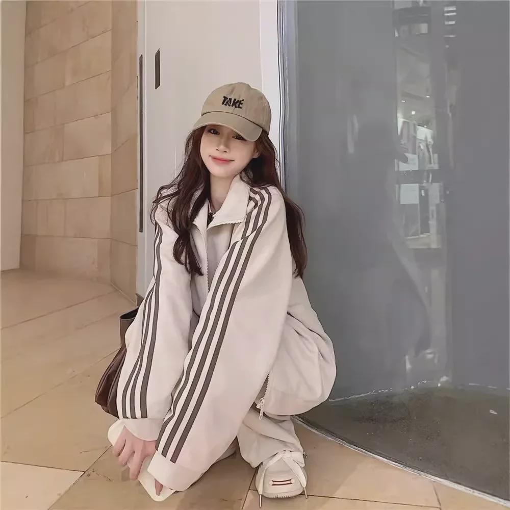 Модный осенний свитер больших размеров и повседневный спортивный комплект из двух предметов для женщин (Подходит для веса 200-300 фунтов)