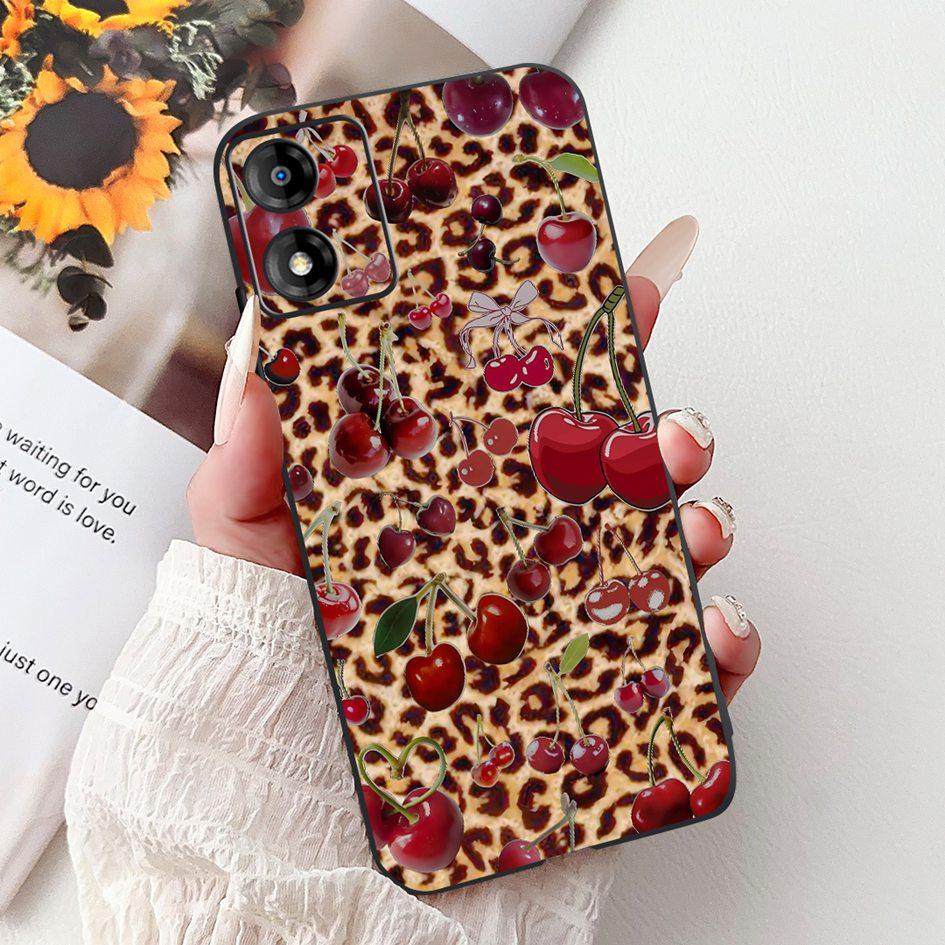 For Motorola Moto E13 Case Popular Flower Art Cover Soft Black TPU Silicone Phone Cases For Moto E14 E13 E 13 MotoE13 Back Cover