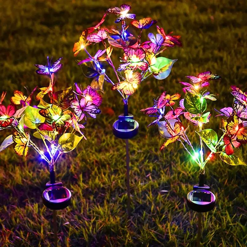 Solar Outdoor Lights Butterfly Flower Garden Fairy Lights Christmas Decorations 2025 Lawn Tree Landscape Lamp Yard Path Ornament