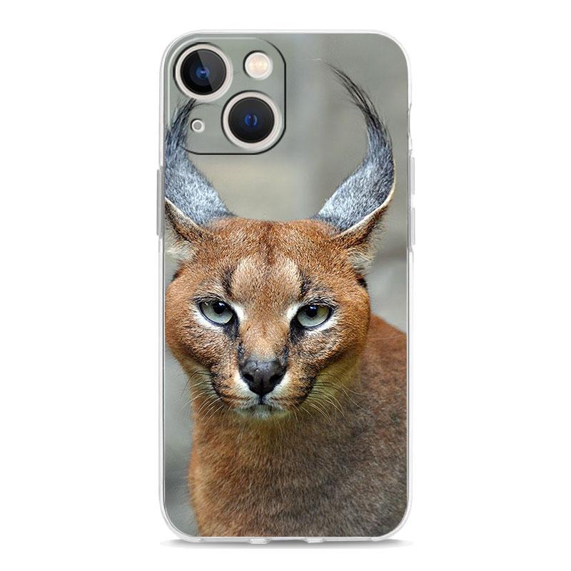 Чехол для телефона iPhone 17 Air Cases iPhone 16 15 12 13 14 Pro Max SE 7 8 Plus iPhone11 Прозрачный чехол Африканская рысь Каракал