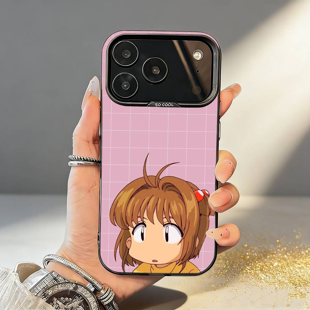 Чехол для телефона Card Captor Sakura для iPhone 17, 16, 15, 14, 13, 12, 11, Pro, MAX, Серый Матовый Силиконовый, Черный Чехол
