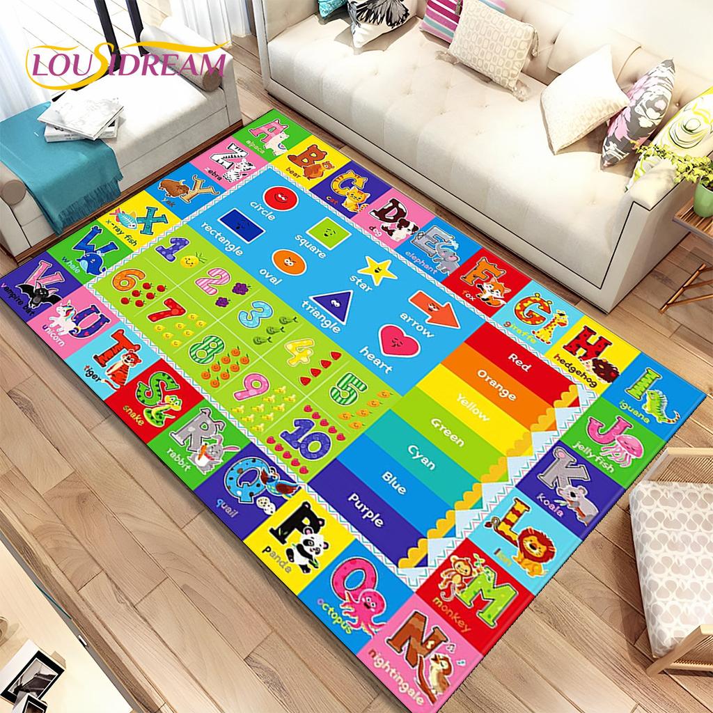 ABC мультфильм детская игровая комната алфавит детский коврик для раннего образования, ковер для гостиной, спальни, дивана, нескользящий коврик