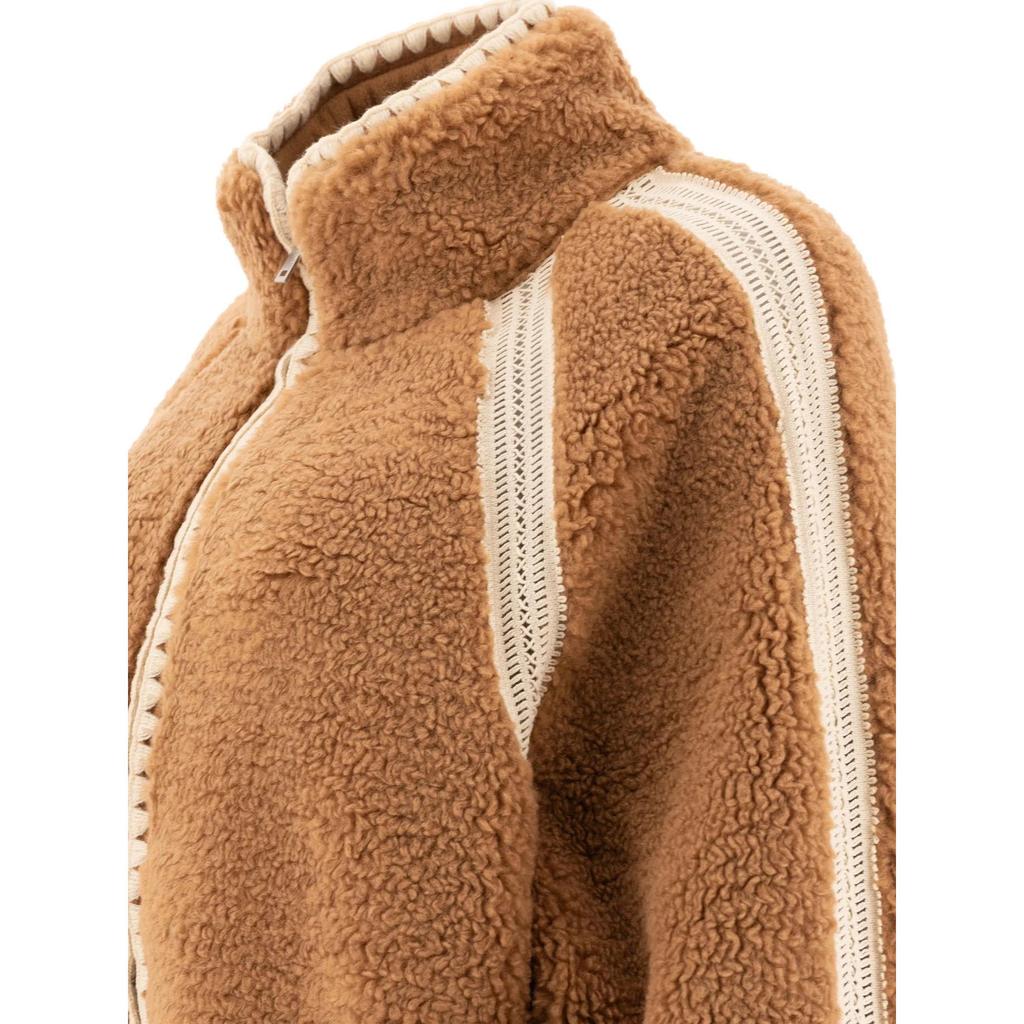 UGG Color Block Striped Zip Long Sleeve Jacket Women Jackets Brown 1161670-CHE