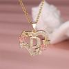 Trendy Love Heart Flower 26 Letters A-Z Pendant Necklace Vintage Gold Color Chains Necklaces For Women Wedding Jewelry Girl Gift