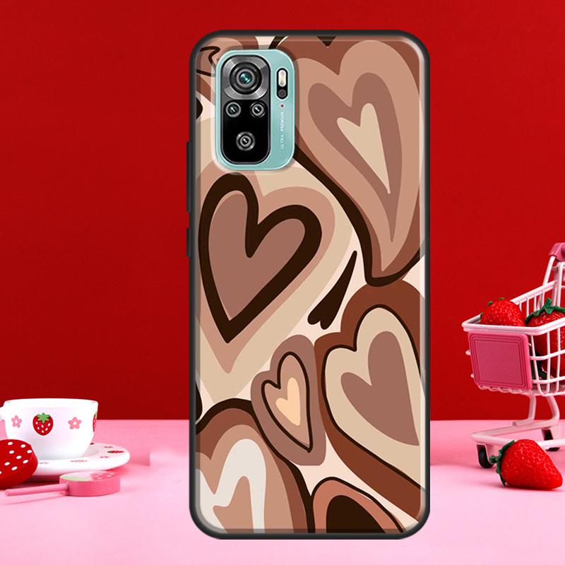 Коричневый Фиолетовые Сердца С Вихревым Узором Чехол Для Xiaomi Redmi Note 11 Pro Note 10 9 8 Pro 11S 9S 10S Чехол Для Redmi 10 9 9A 9C 9T