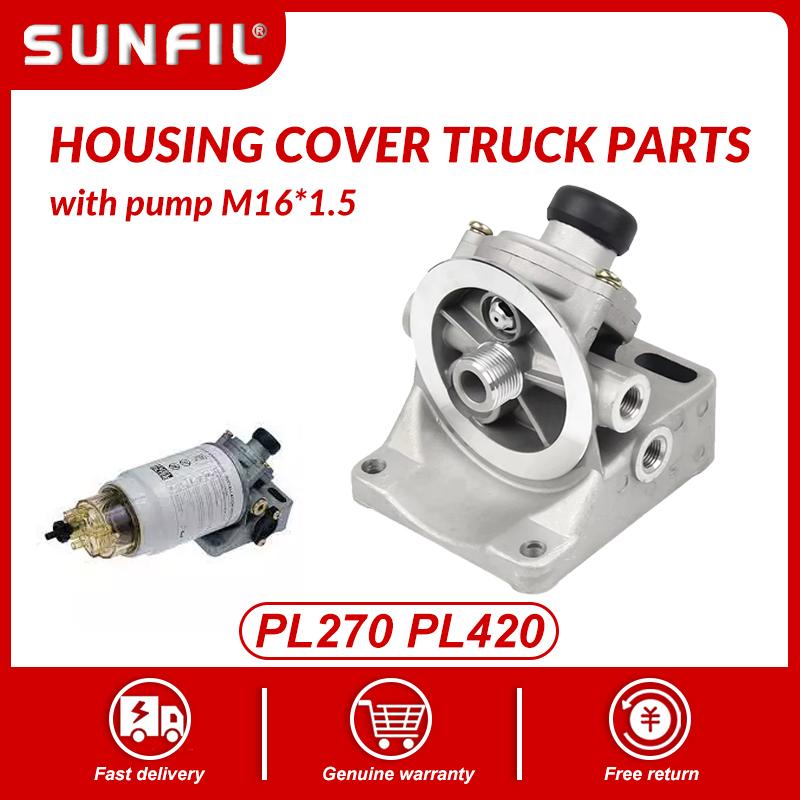 PL270 PL420 housing cover truck parts turbochager diesel engine fuel filter separator head Base with pump M16*1.5