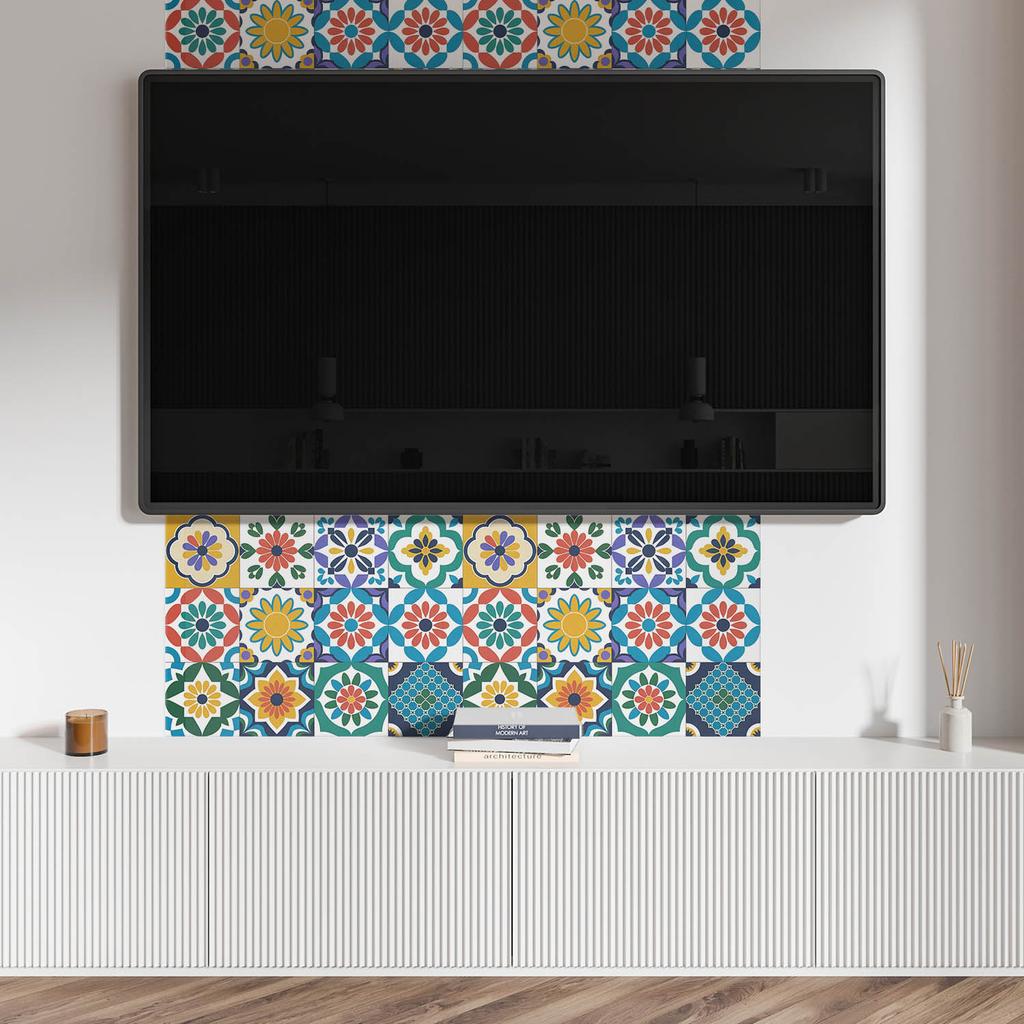 Vinyl Wall Decoration for the Office 120x60 cm Floral and Geometric Patterns