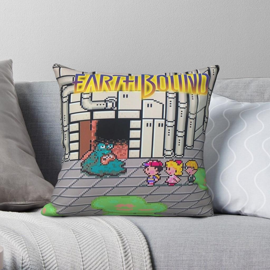 Earthbound Pixel Game Square Pillowcase Polyester Linen Velvet Printed Zip Decorative Home Cushion Cover