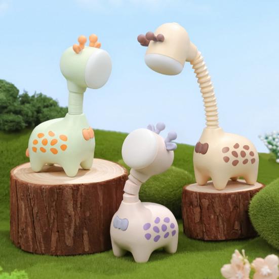 Ночник с мультяшным жирафом, USB аккумуляторная настольная лампа с изображением животных, мягкое освещение и неослепительная защита глаз, светодиодная прикроватная лампа, украшение для спальни