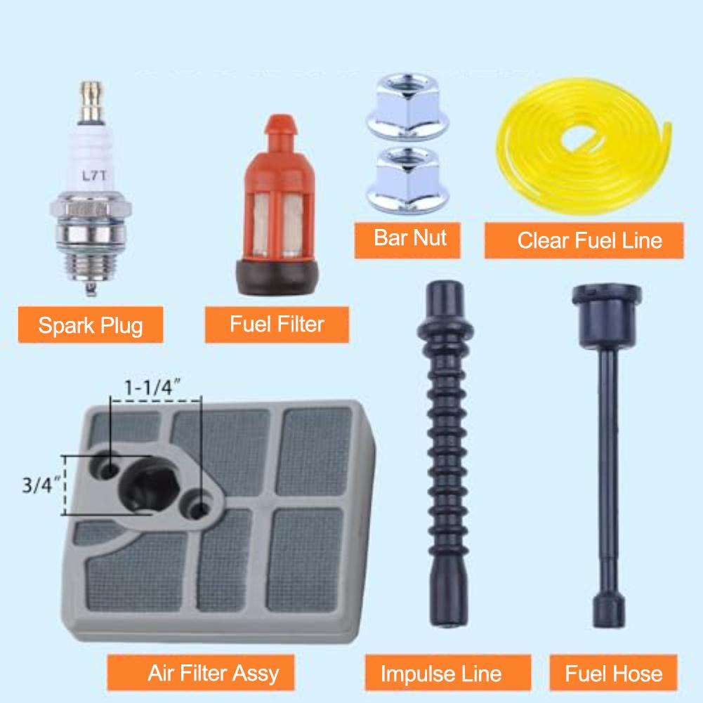 Air Filter Tune-Up Kit With Choke Control, Bar Nuts, Spark Stopper For Compatible Chainsaw Models 030 031AV 032AV